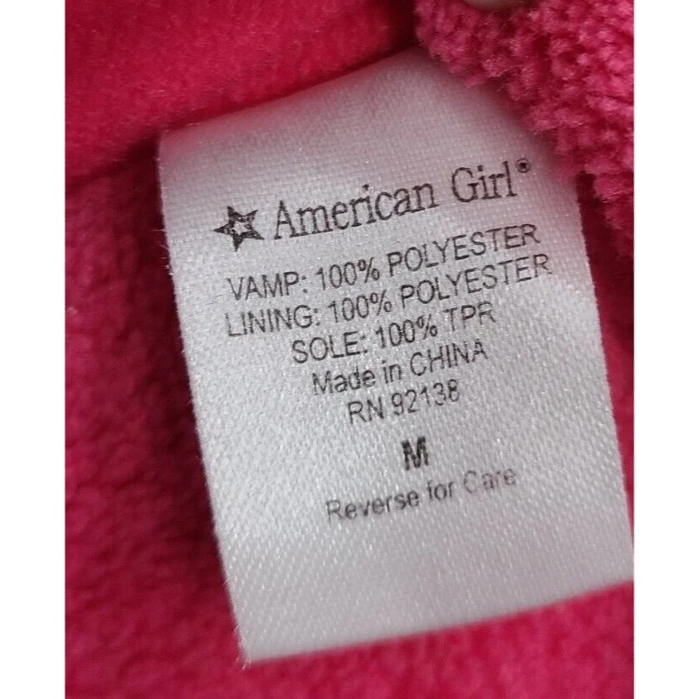 American Girl SLIPPERS for GIRLS Size Medium 3.5 - 5 Hot Pink Slip On Hearts